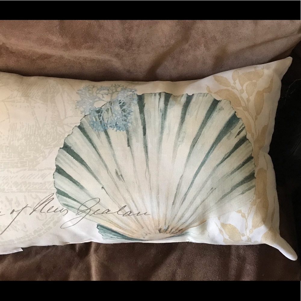 Coastal Shell Accent Pillow in Seafoam Green